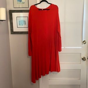 ASOS asymmetrical red long sleeve dress size 24